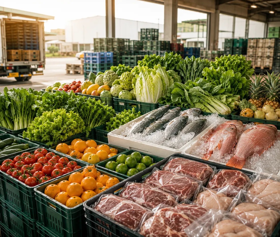 Meat, fish, fruits and vegetables wholesale